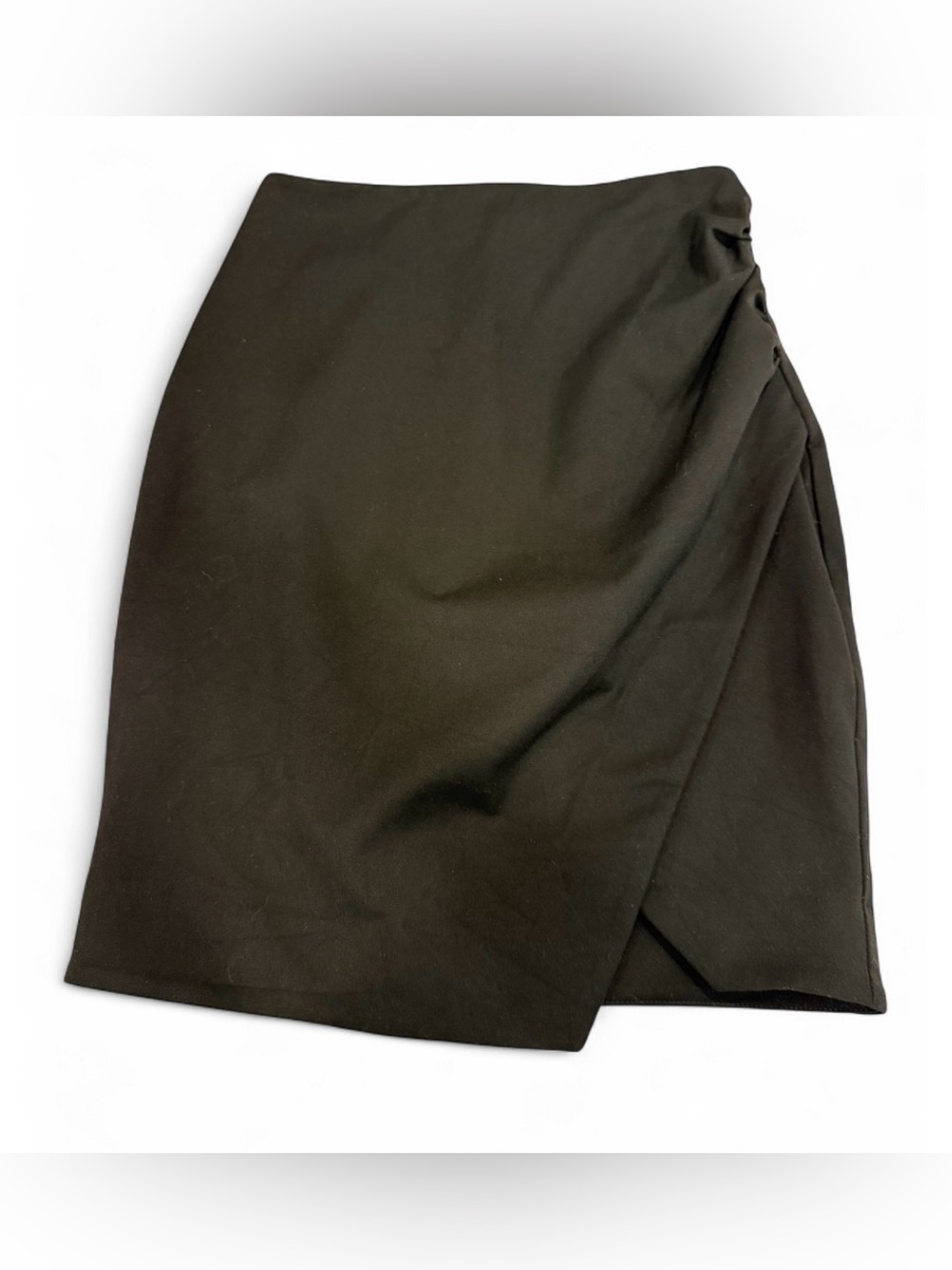 Express Black High-Waisted Ruched Tulip Wrap Skirt (Size 4)